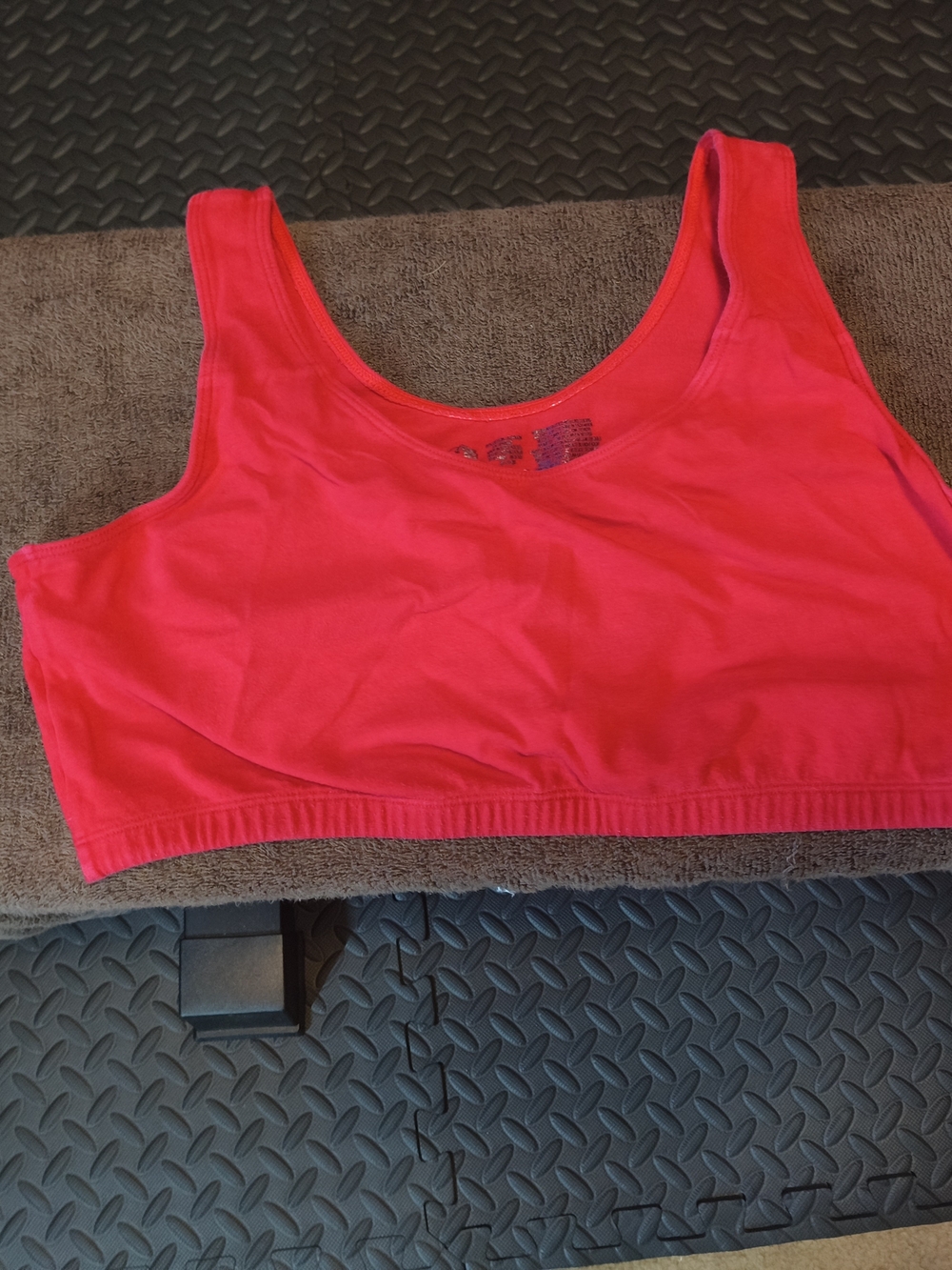 Vintage 90s Fruit of the Loom Red Sports Bra Crop Top Medium